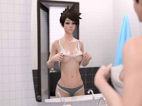 Tracer From Overwatch Flashes Her Tits